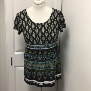 R.Q.T. Women’s Short Sleeve Scoop Neck Tunic Top, (L)